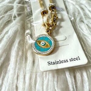 Mystic Gold and Blue Evil Eye Necklace